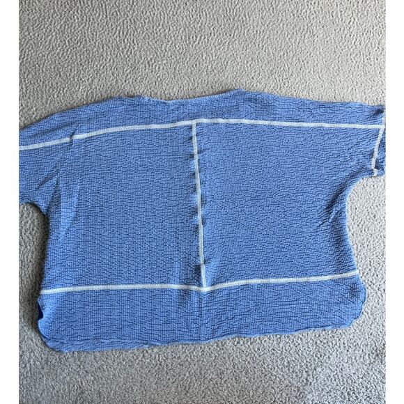 Sno Skins Top Medium Oversized Contrast Stitch Knit Breathable Blue Boxy Beach - Picture 4 of 13